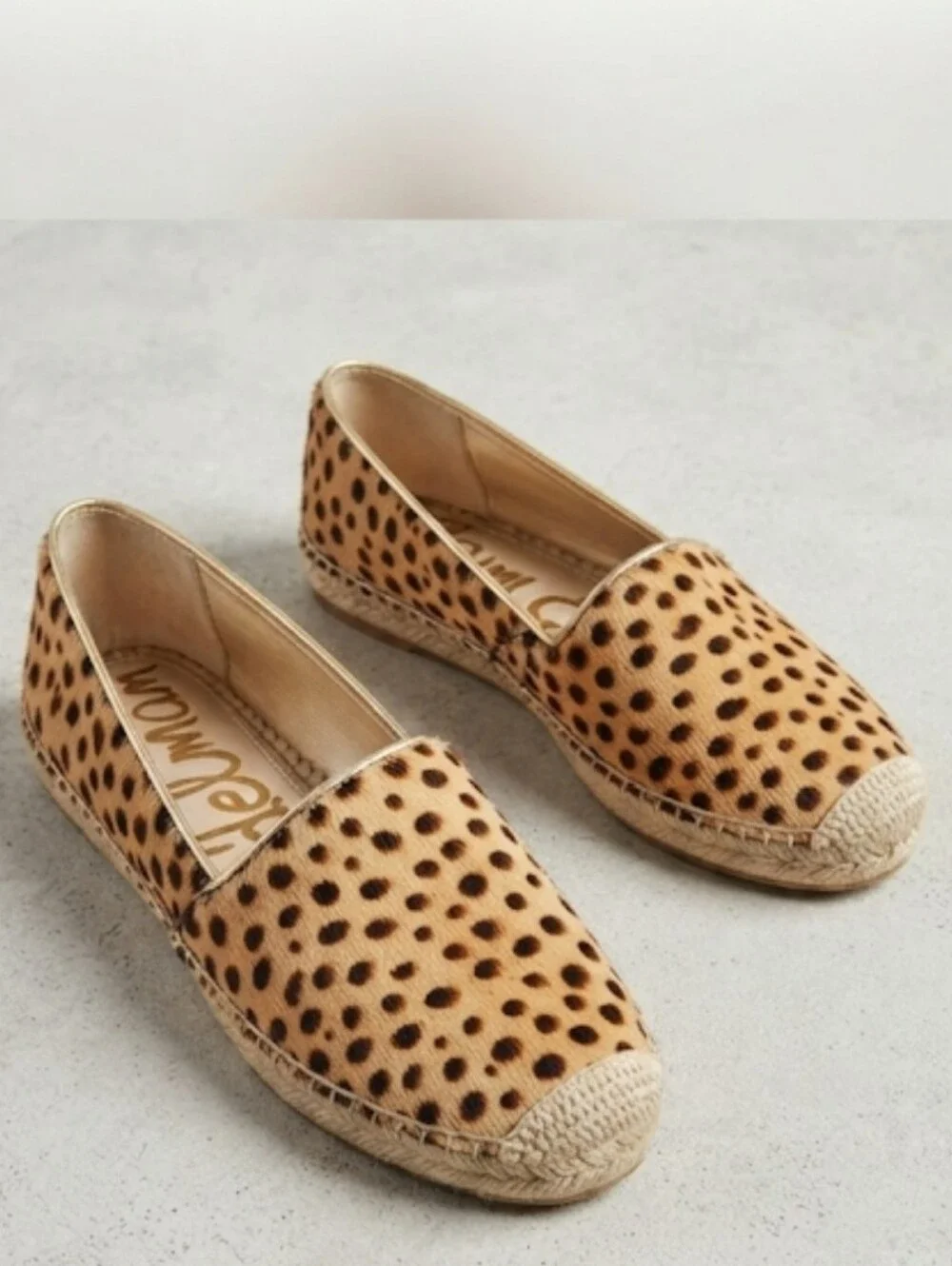 Sam Edelman Kesia Slip-On Espadrilles 8 Animal Print Leopard Flats Leather
